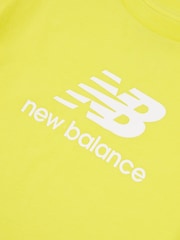 New Balance Yellow Kids Jersey Stacked 100% Cotton Logo T-Shirt - Image 3 of 3