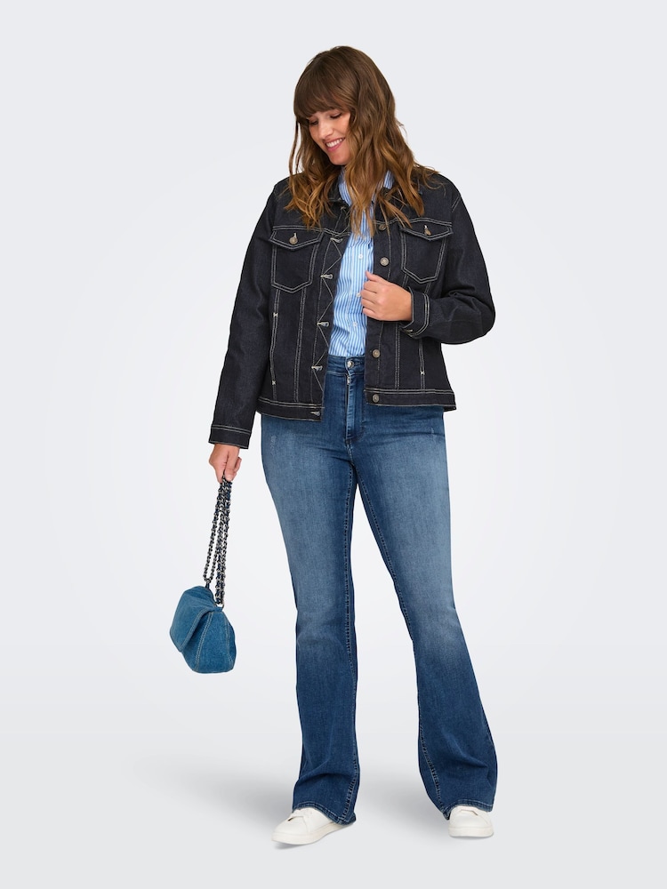 ONLY Curve Blue Classic Denim Jacket - Image 3 of 8