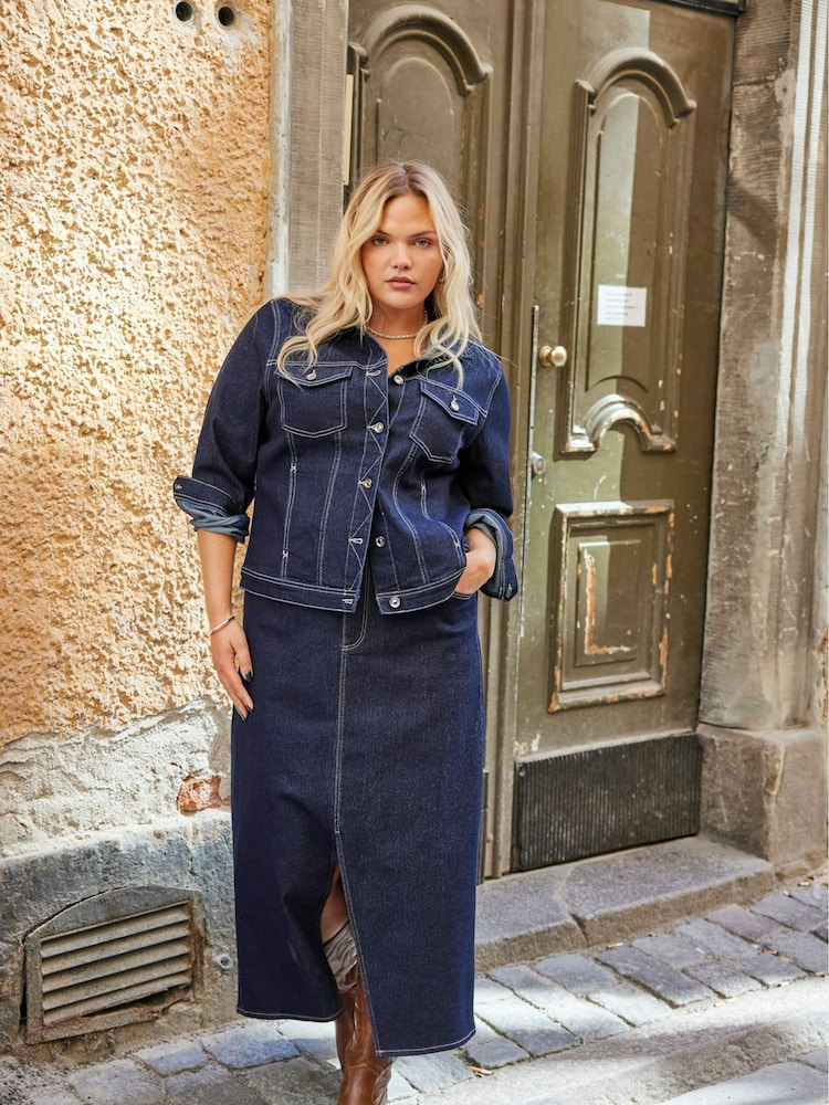ONLY Curve Blue Classic Denim Jacket - Image 6 of 8