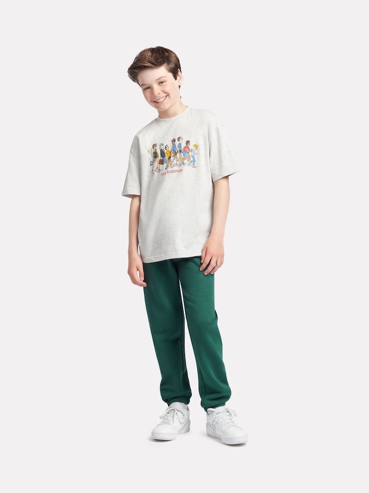 New Balance Grey Boys 100% Cotton Queue T-Shirt - Image 2 of 9