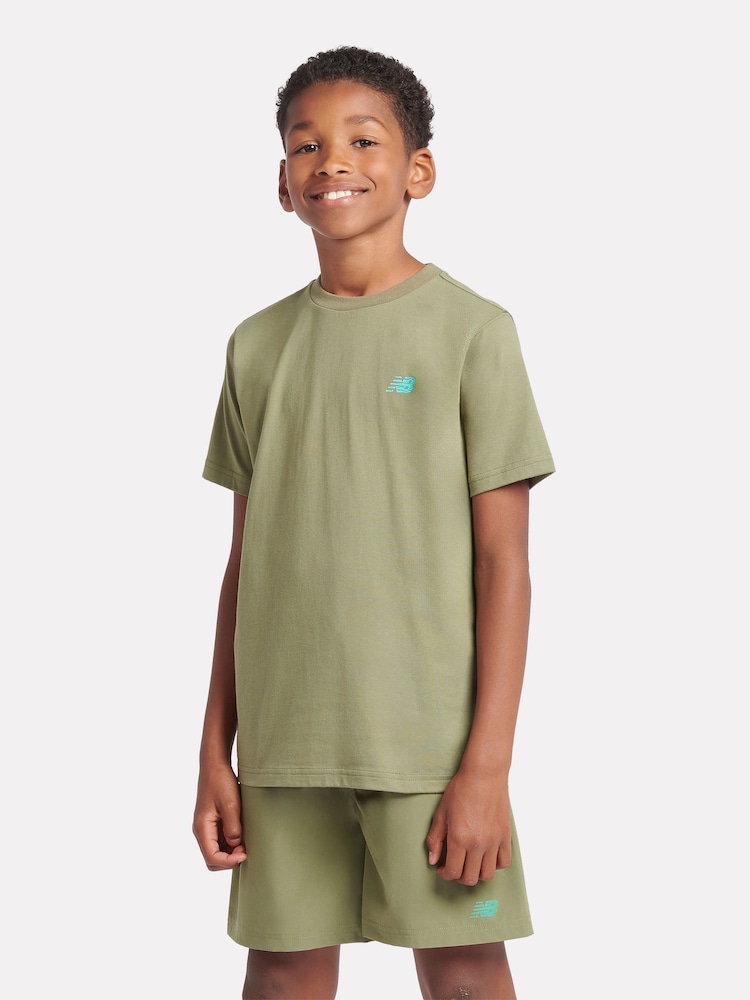 New Balance Green Boys Athletics AOP Logo T-Shirt - Image 2 of 9 New Balance Green Boys Athletics AOP Logo T-Shirt - Image 2 of 9
