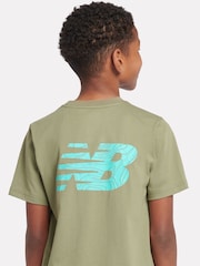 New Balance Green Boys Athletics AOP Logo T-Shirt - Image 6 of 9