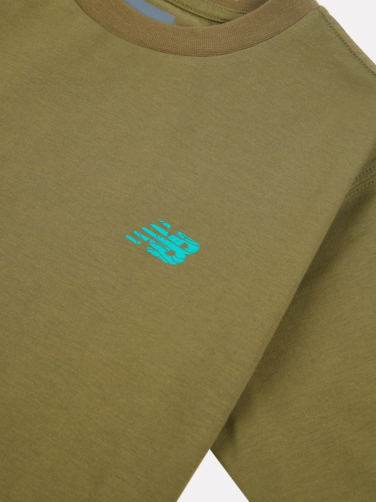 New Balance Green Boys Athletics AOP Logo T-Shirt - Image 9 of 9