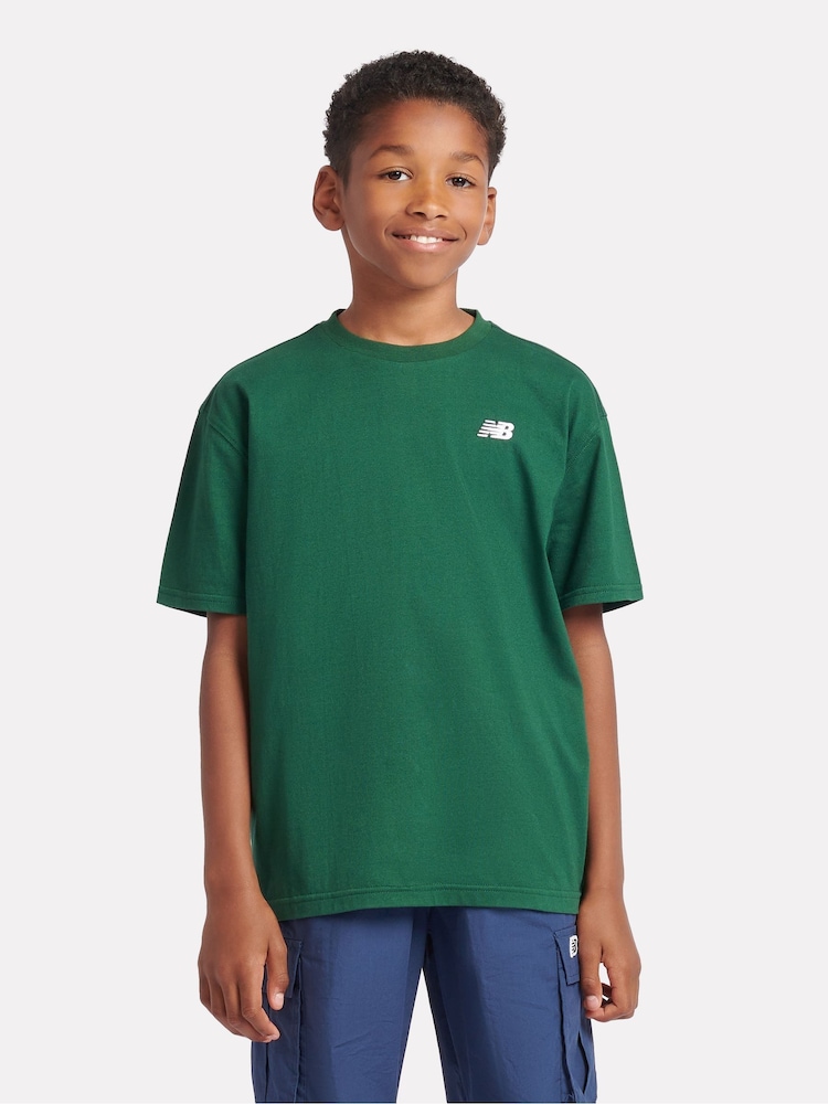 New Balance Dark Green Kids Jersey Small Logo 100% Cotton T-Shirt - Image 1 of 1