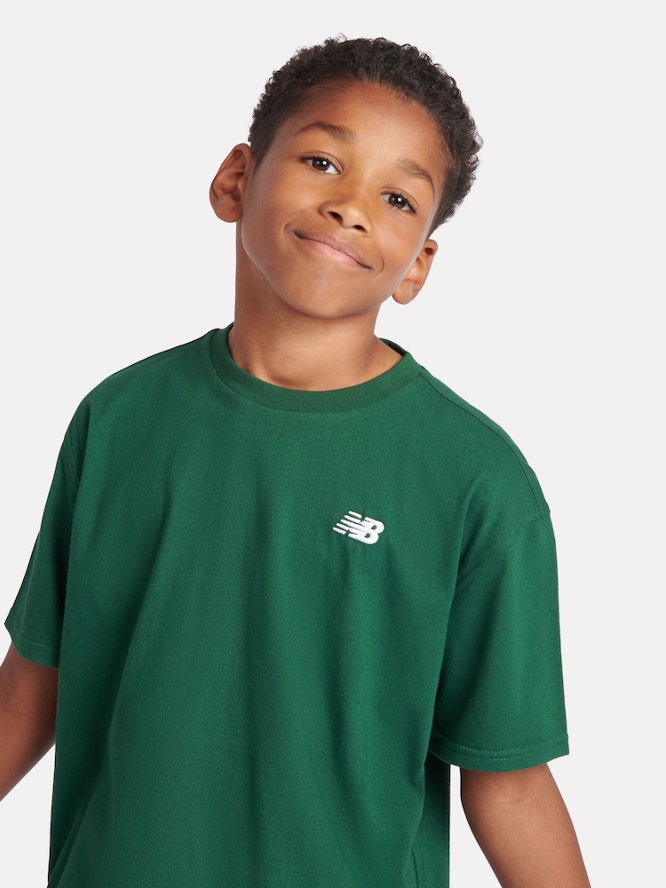 New Balance Dark Green Kids Jersey Small Logo 100% Cotton T-Shirt - Image 5 of 9