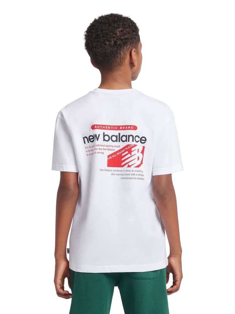 New Balance Boys Authentic Brand 100% Cotton White T-Shirt - Image 3 of 10