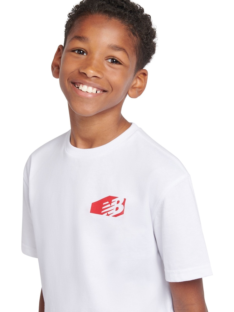 New Balance Boys Authentic Brand 100% Cotton White T-Shirt - Image 4 of 10