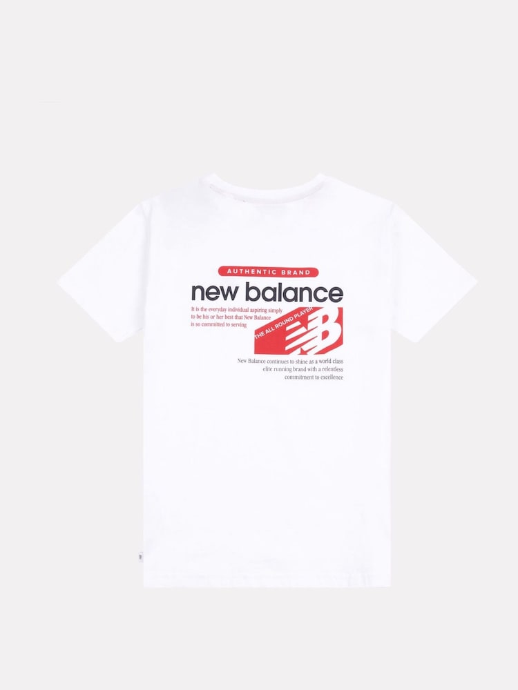 New Balance Boys Authentic Brand 100% Cotton White T-Shirt - Image 8 of 10