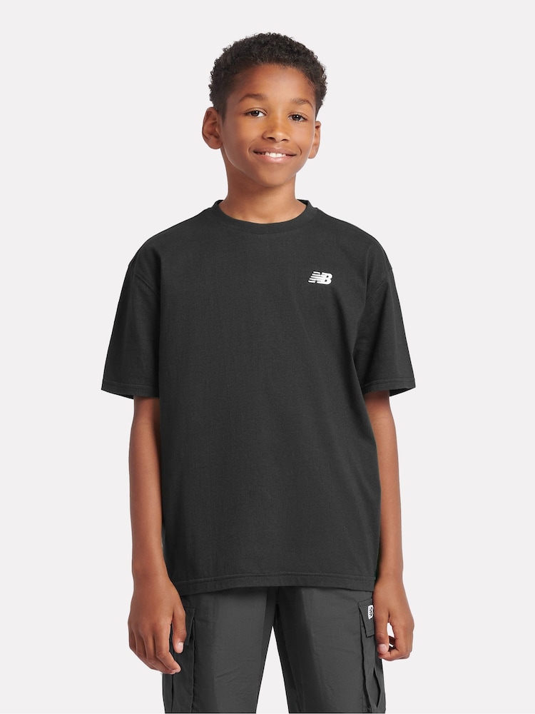 New Balance Black Kids Jersey Small Logo 100% Cotton T-Shirt - Image 1 of 1