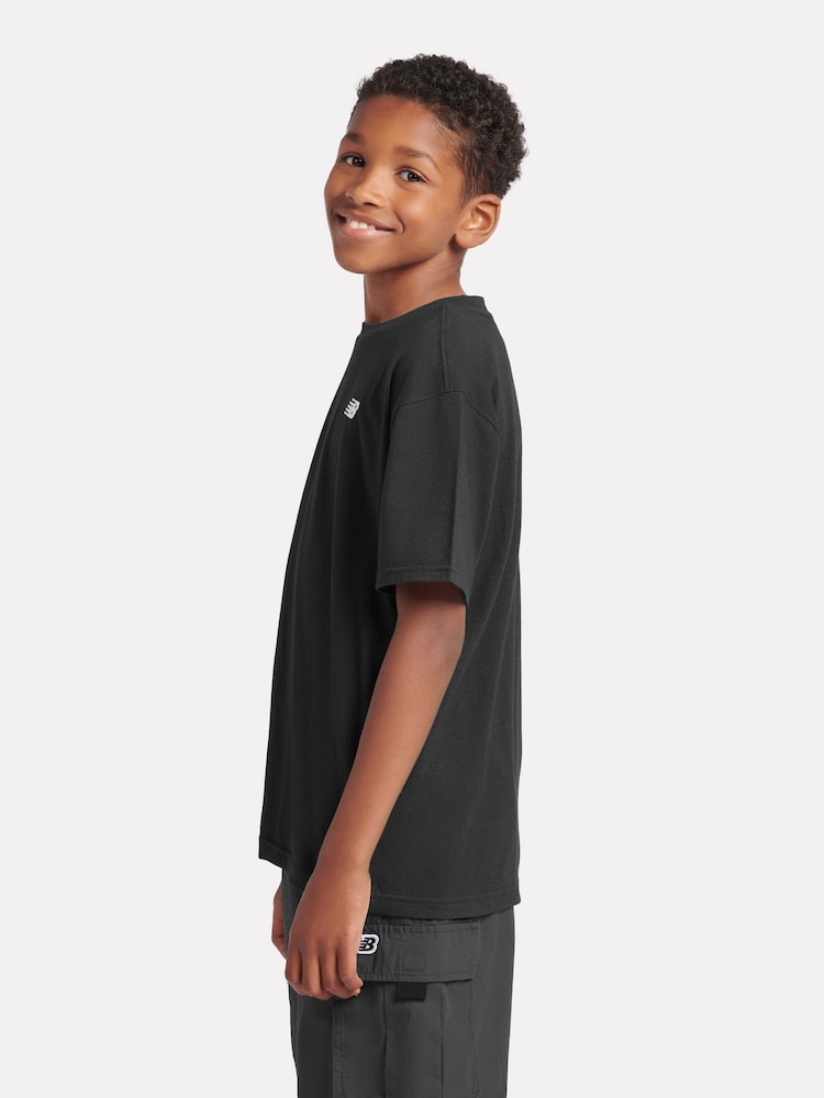 New Balance Black Kids Jersey Small Logo 100% Cotton T-Shirt - Image 3 of 8