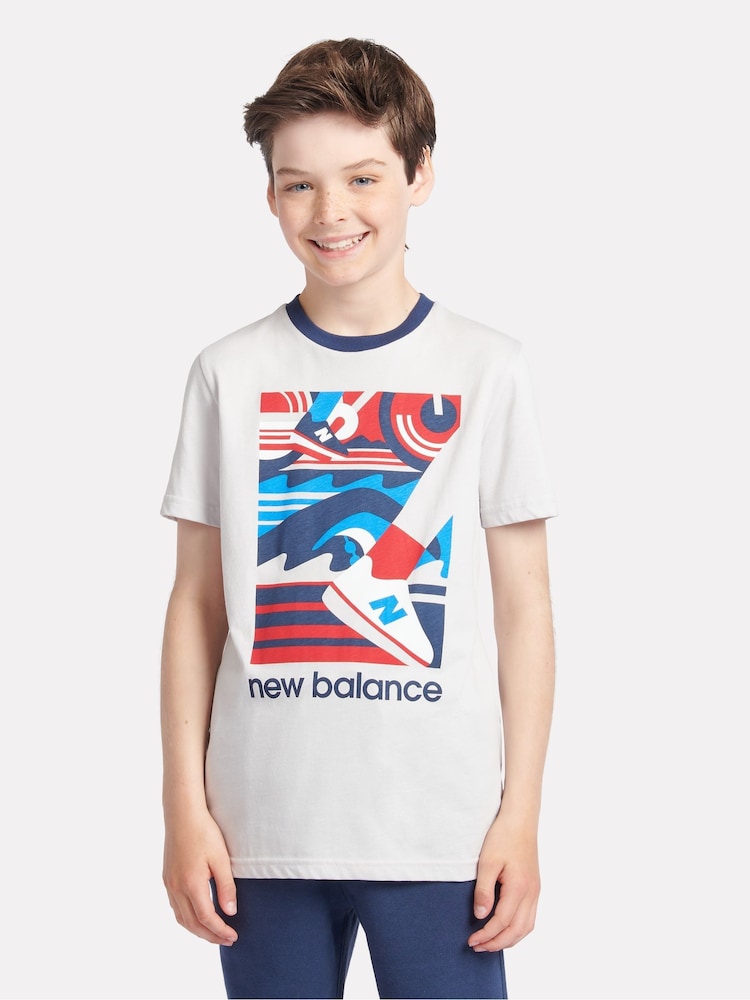 New Balance Grey Boys 100% Cotton Greatest Hits T-Shirt - Image 1 of 9