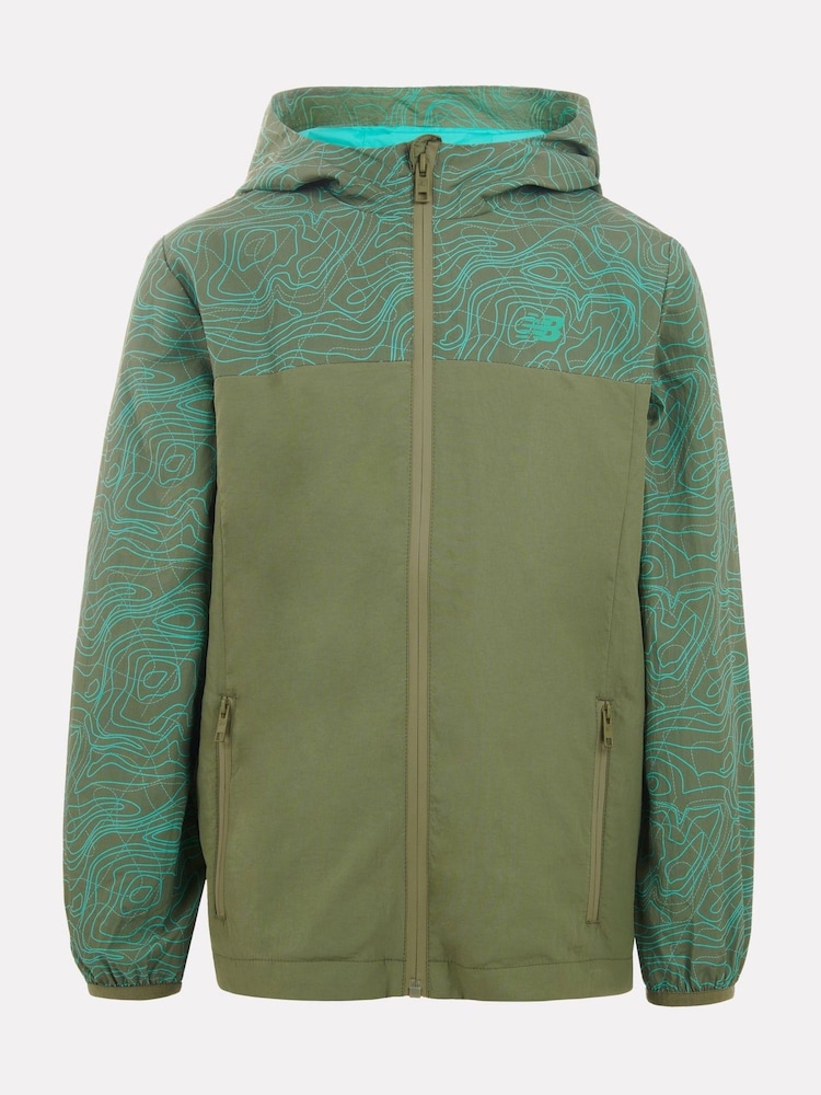 New Balance Green Boys Athletic AOP Woven Mesh Lined Jacket - Image 6 of 10