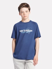 New Balance Boys Blue Global 100% Cotton T-Shirt - Image 1 of 10