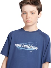 New Balance Boys Blue Global 100% Cotton T-Shirt - Image 4 of 10