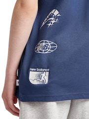 New Balance Boys Blue Global 100% Cotton T-Shirt - Image 5 of 10