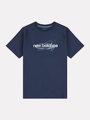 New Balance Boys Blue Global 100% Cotton T-Shirt - Image 7 of 10