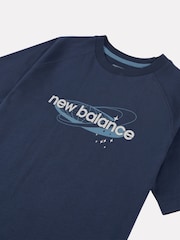 New Balance Boys Blue Global 100% Cotton T-Shirt - Image 9 of 10