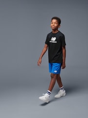 New Balance Black Kids Jersey Stacked 100% Cotton Logo T-Shirt - Image 2 of 9