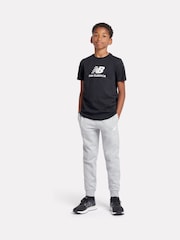 New Balance Black Kids Jersey Stacked 100% Cotton Logo T-Shirt - Image 3 of 9