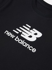 New Balance Black Kids Jersey Stacked 100% Cotton Logo T-Shirt - Image 9 of 9
