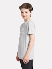 New Balance Grey Kids Jersey Stacked 100% Cotton Logo T-Shirt - Image 3 of 8