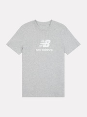 New Balance Grey Kids Jersey Stacked 100% Cotton Logo T-Shirt - Image 6 of 8