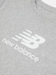 New Balance Grey Kids Jersey Stacked 100% Cotton Logo T-Shirt - Image 8 of 8