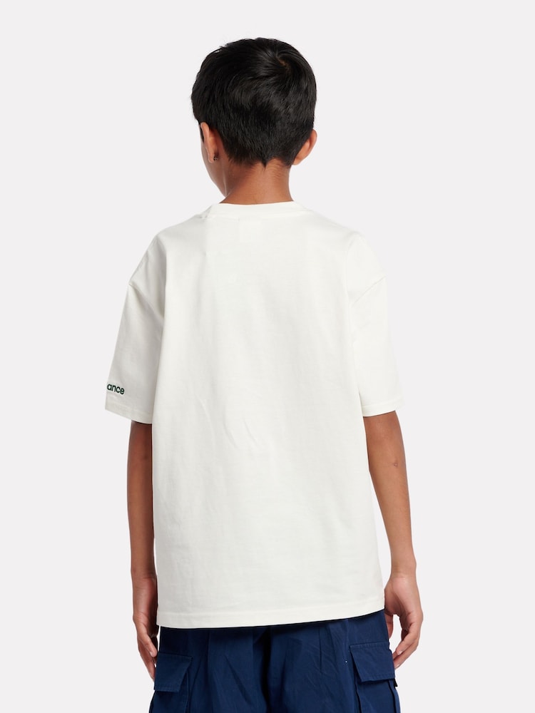 New Balance Cream Boys 100% Cotton Premium T-Shirt - Image 3 of 8