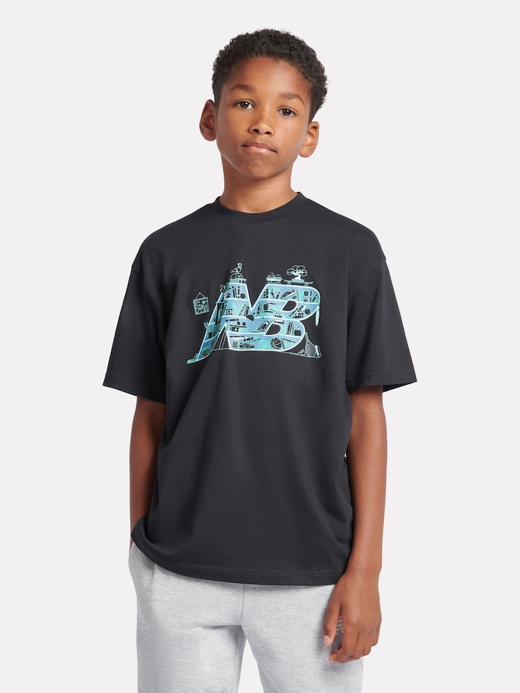 New Balance Black Boys 100% Cotton Intellect Graphic T-Shirt - Image 1 of 11
