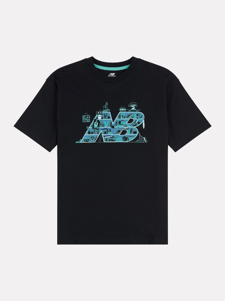 New Balance Black Boys 100% Cotton Intellect Graphic T-Shirt - Image 8 of 11