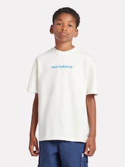 New Balance Cream Boys 100% Cotton Sport Coach T-Shirt - Image 1 of 11