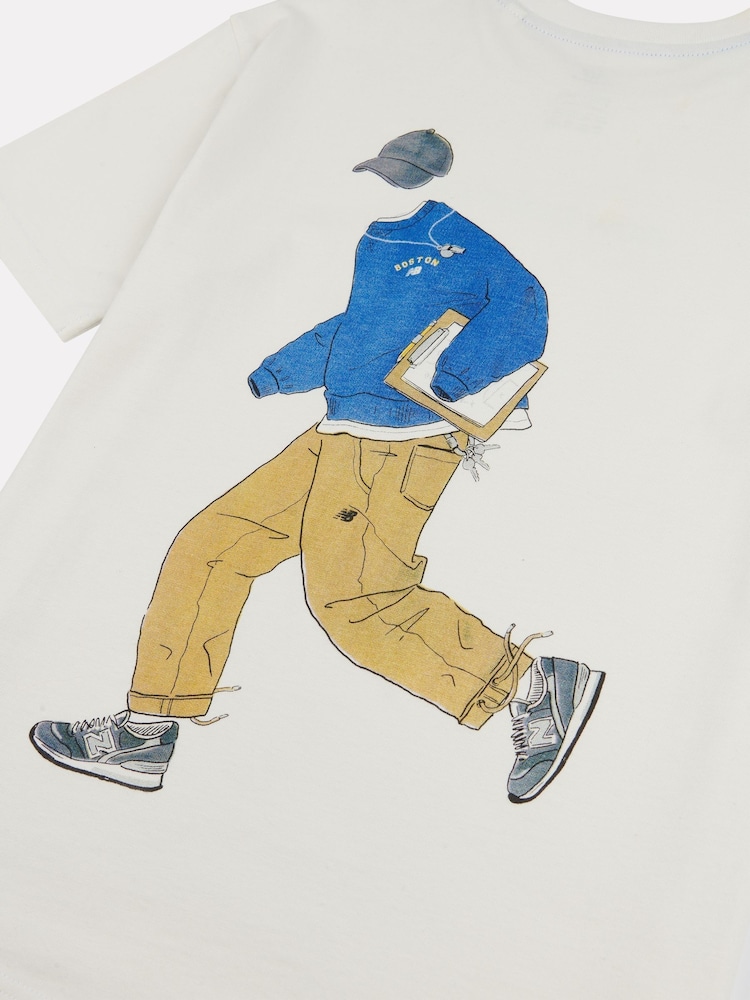 New Balance Cream Boys 100% Cotton Sport Coach T-Shirt - Image 10 of 11