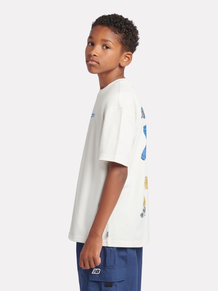 New Balance Cream Boys 100% Cotton Sport Coach T-Shirt - Image 2 of 11