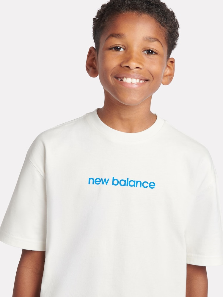 New Balance Cream Boys 100% Cotton Sport Coach T-Shirt - Image 4 of 11