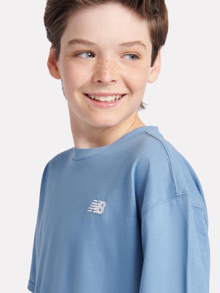 New Balance Dark Blue Kids Jersey Small Logo 100% Cotton T-Shirt - Image 4 of 6