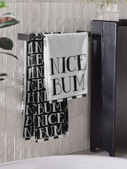 Monochrome Slogan Nice Bum 100% Cotton Towels - Image 1 of 5