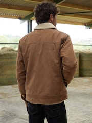 Threadbare Brown Faux Suede Borg Lined Jacket - Image 2 of 5