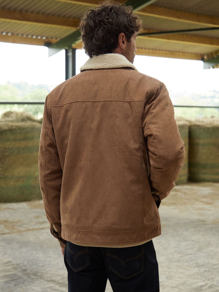 Threadbare Brown Faux Suede Borg Lined Jacket - Image 2 of 5
