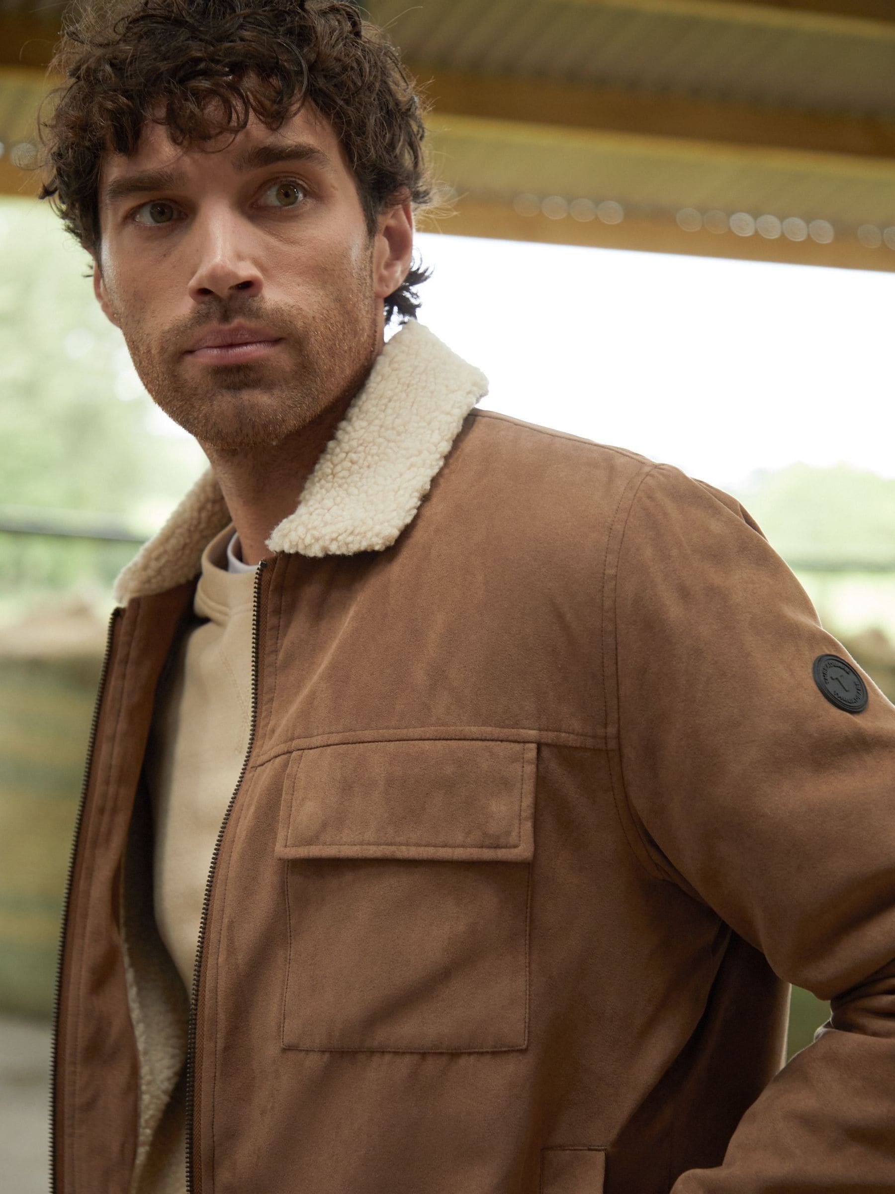 Buy Threadbare Brown Faux Fur Suede Borg Lined Jacket from