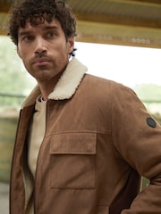 Threadbare Brown Faux Suede Borg Lined Jacket - Image 5 of 5