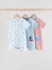 Blue Baby 100% Cotton Rompers 3 Pack - Image 1 of 11