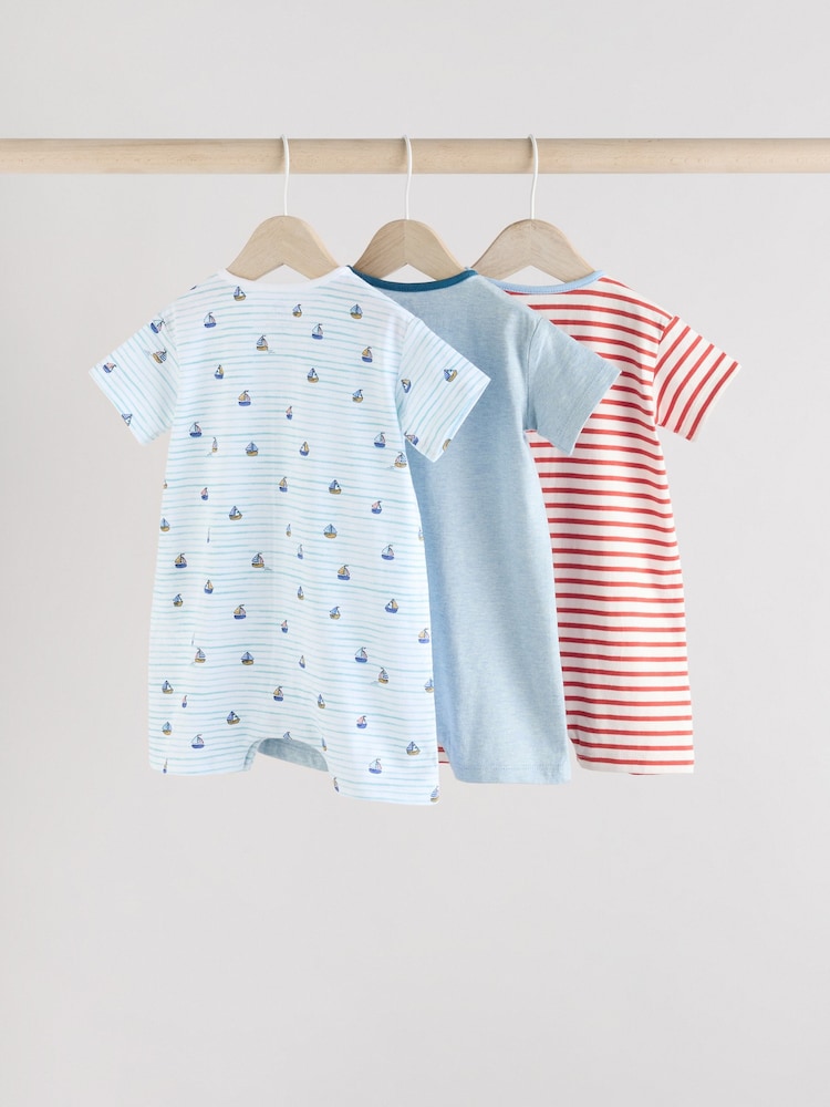 Blue Baby 100% Cotton Rompers 3 Pack - Image 2 of 11