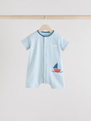 Blue Baby 100% Cotton Rompers 3 Pack - Image 3 of 11