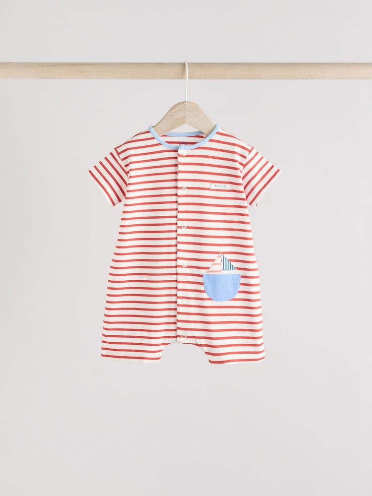 Blue Baby 100% Cotton Rompers 3 Pack - Image 4 of 11