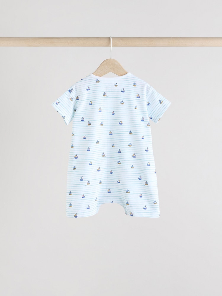 Blue Baby 100% Cotton Rompers 3 Pack - Image 5 of 11