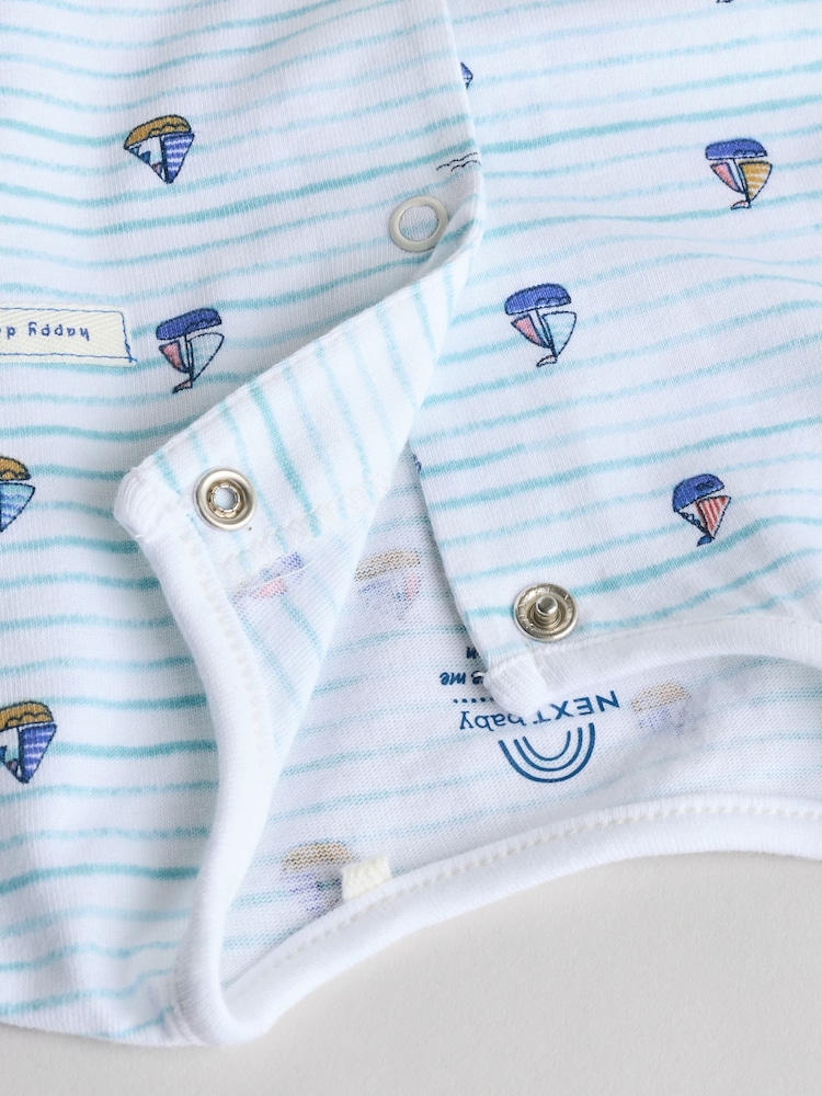 Blue Baby 100% Cotton Rompers 3 Pack - Image 9 of 11