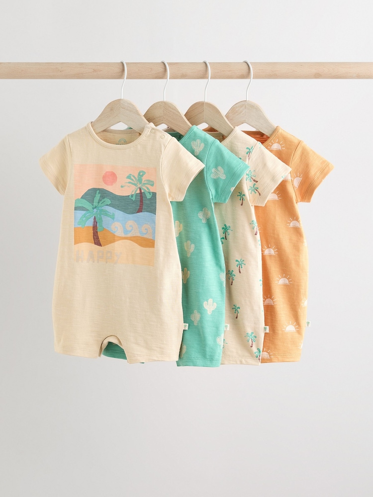 Minerals 100% Cotton Baby Rompers 4 Pack - Image 1 of 1