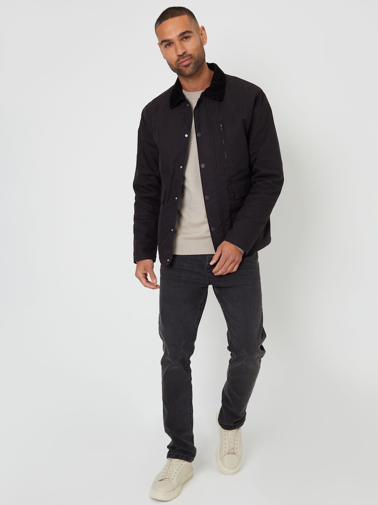 Czarny - Threadbare 100% Cotton Twill Lightweight Jacket - Image 3 of 4