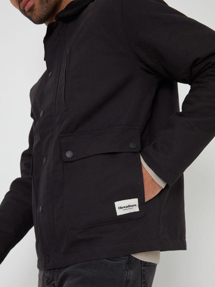 Threadbare Black 100% Cotton Twill Lightweight Jacket - Image 4 of 4