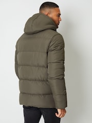 Threadbare Khaki Showerproof Double Layer Puffer Hooded Jacket - Image 2 of 5